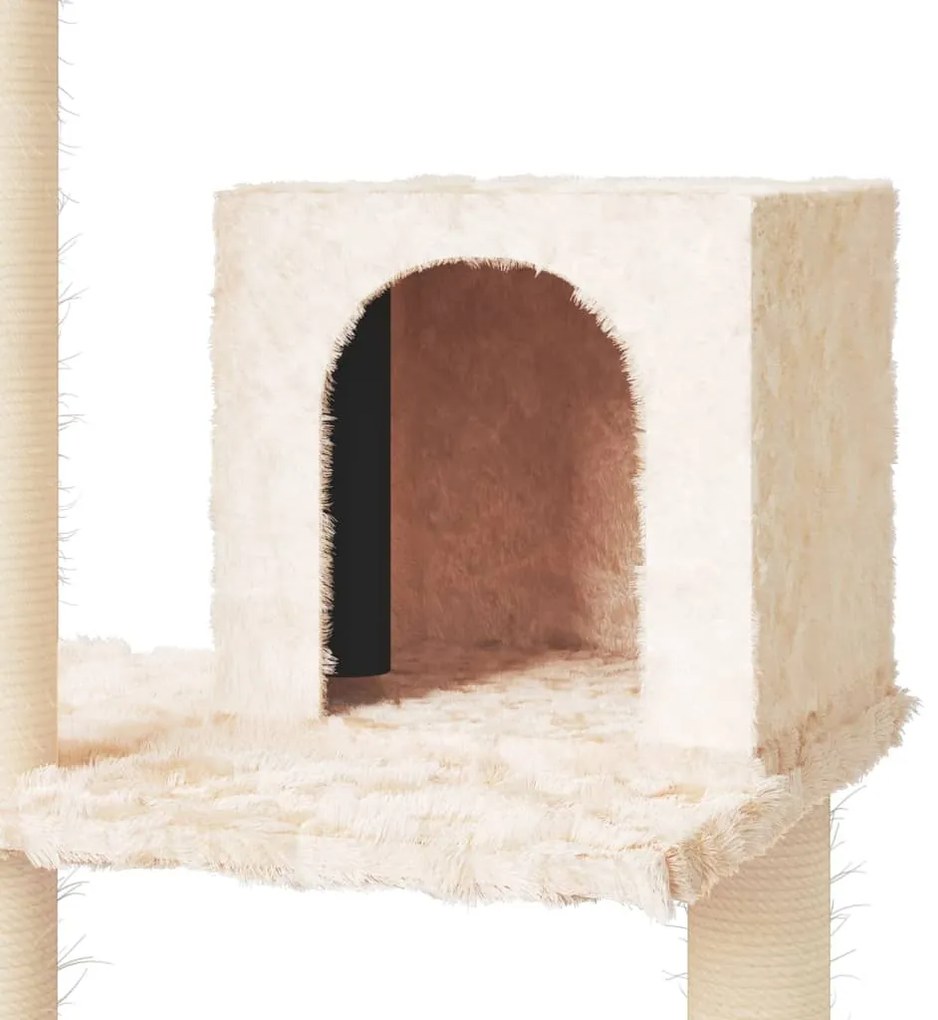 Árvore para gatos c/ postes arranhadores sisal 119 cm cor creme