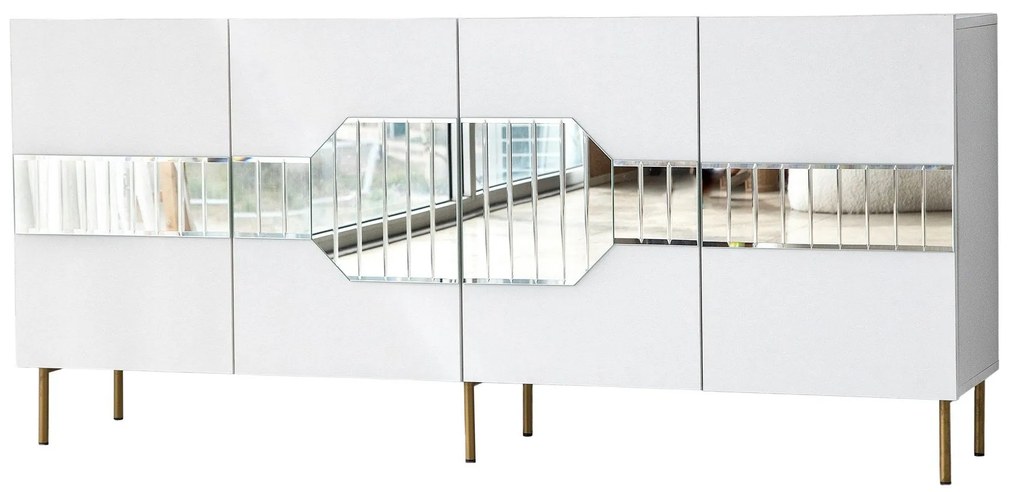 Console Milan – Branco/Dourado – 180 x 80 x 40 cm