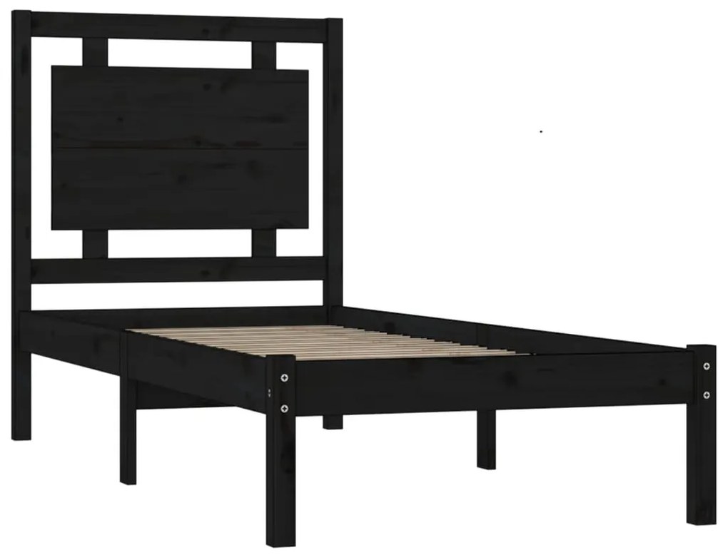 Estrutura cama pequena solteiro 75x190 cm madeira maciça preto