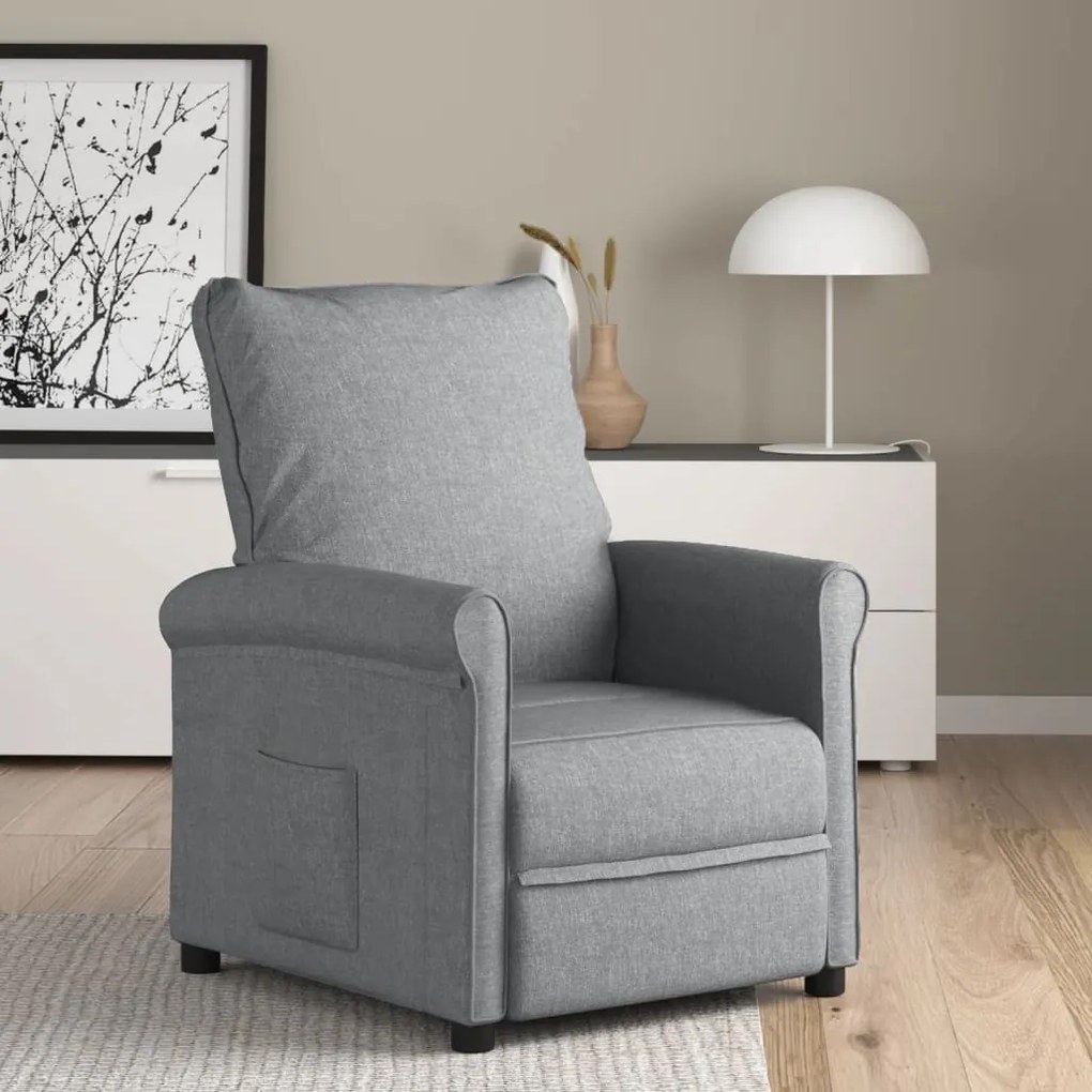 248666 vidaXL Poltrona reclinável tecido cinzento-claro