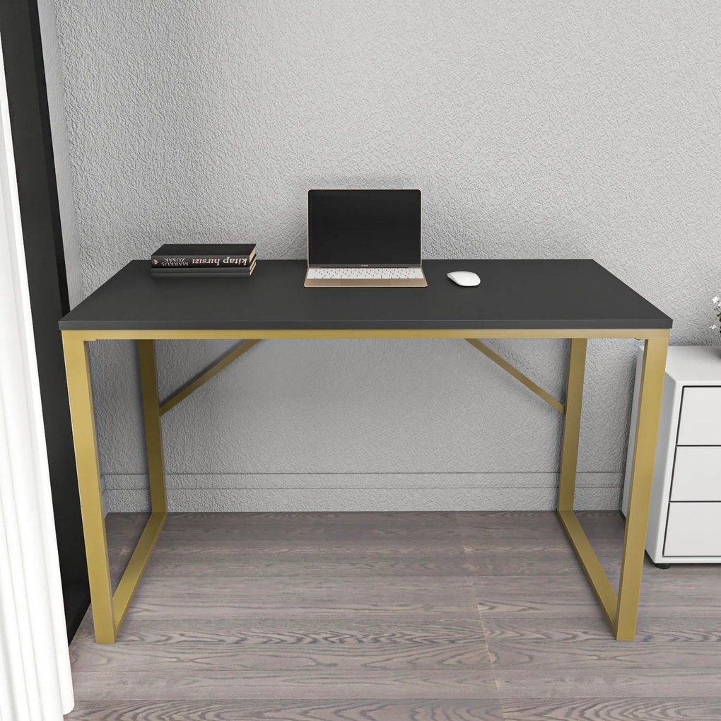 Secretária Layton – Dourado e Antracite – 120 cm x 60 cm x 74 cm