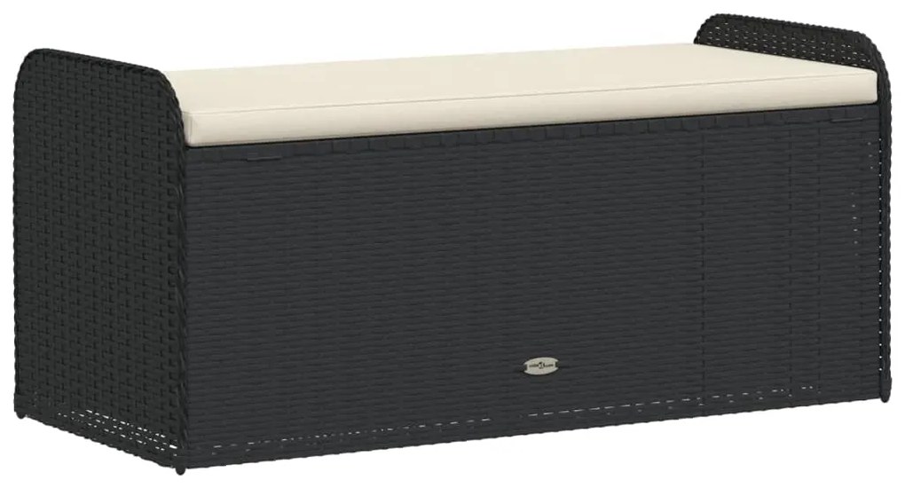 Banco de arrumação com almofadão 115x51x52 cm vime PE preto