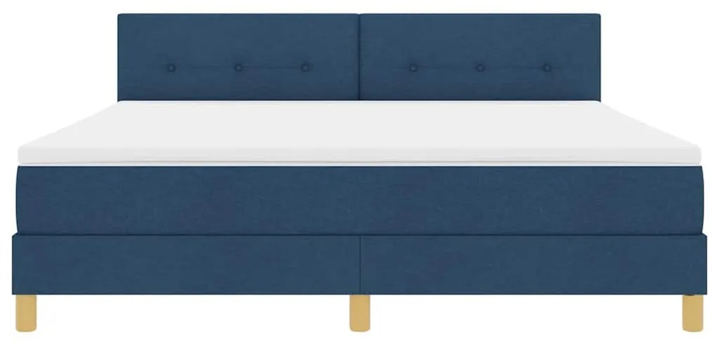 Cama Box Spring com Colchão &amp; LED Azul 180x200 cm Tecido