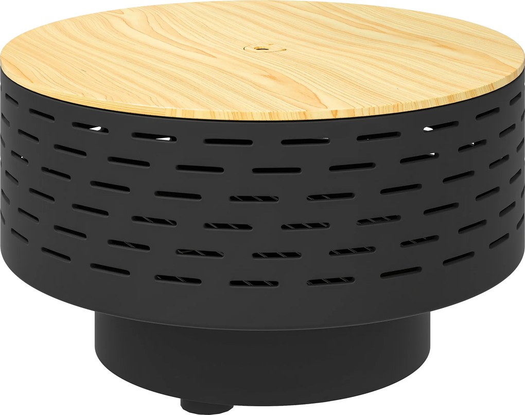 Outsunny 3-em-1 Bacia de Fogo Ø60 x 39cm em Aço Inoxidável Lareira com Grelha Protetor contra Faíscas Gancho Cinza carvão | Aosom Portugal