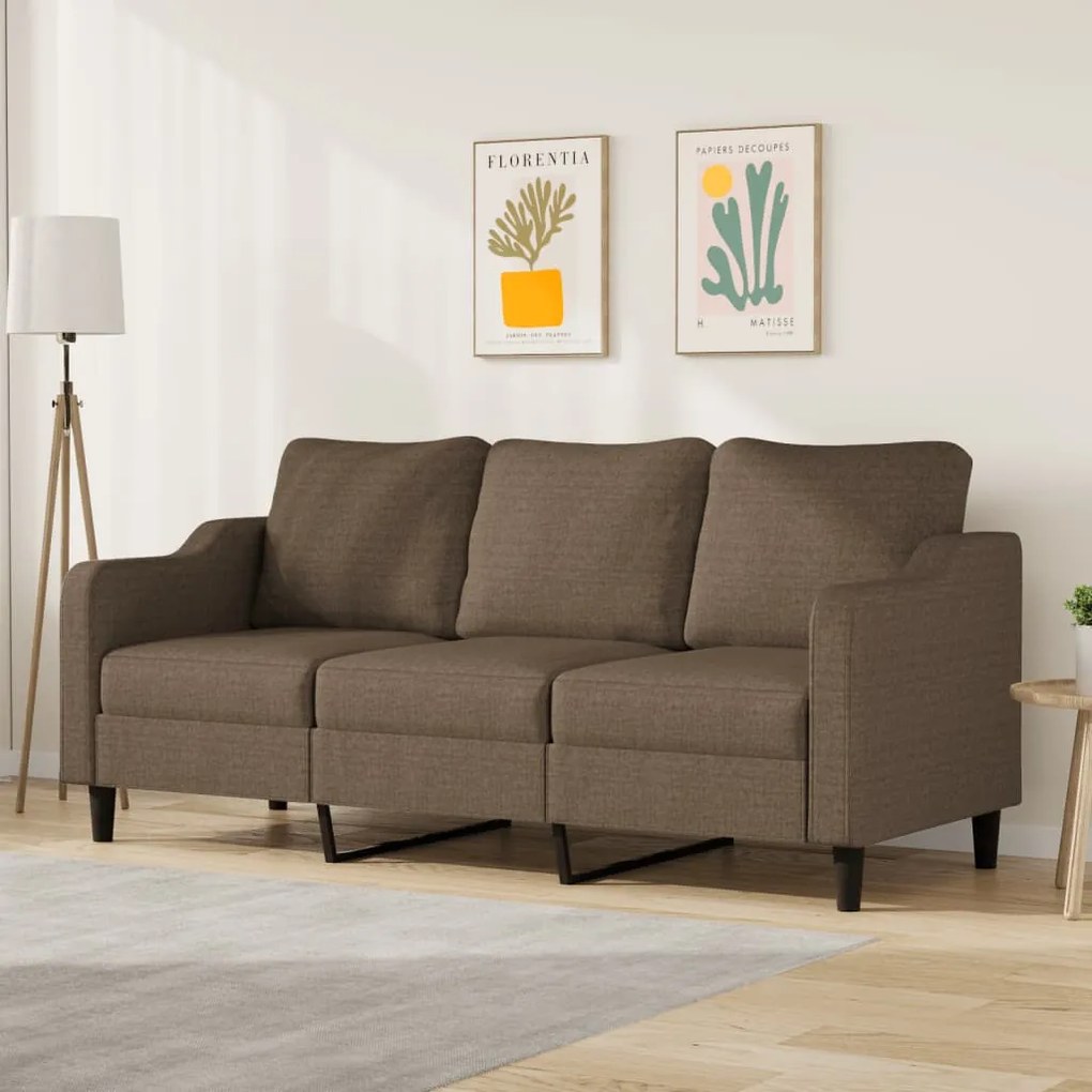 vidaXL Sofá de 3 lugares tecido 180 cm castanho