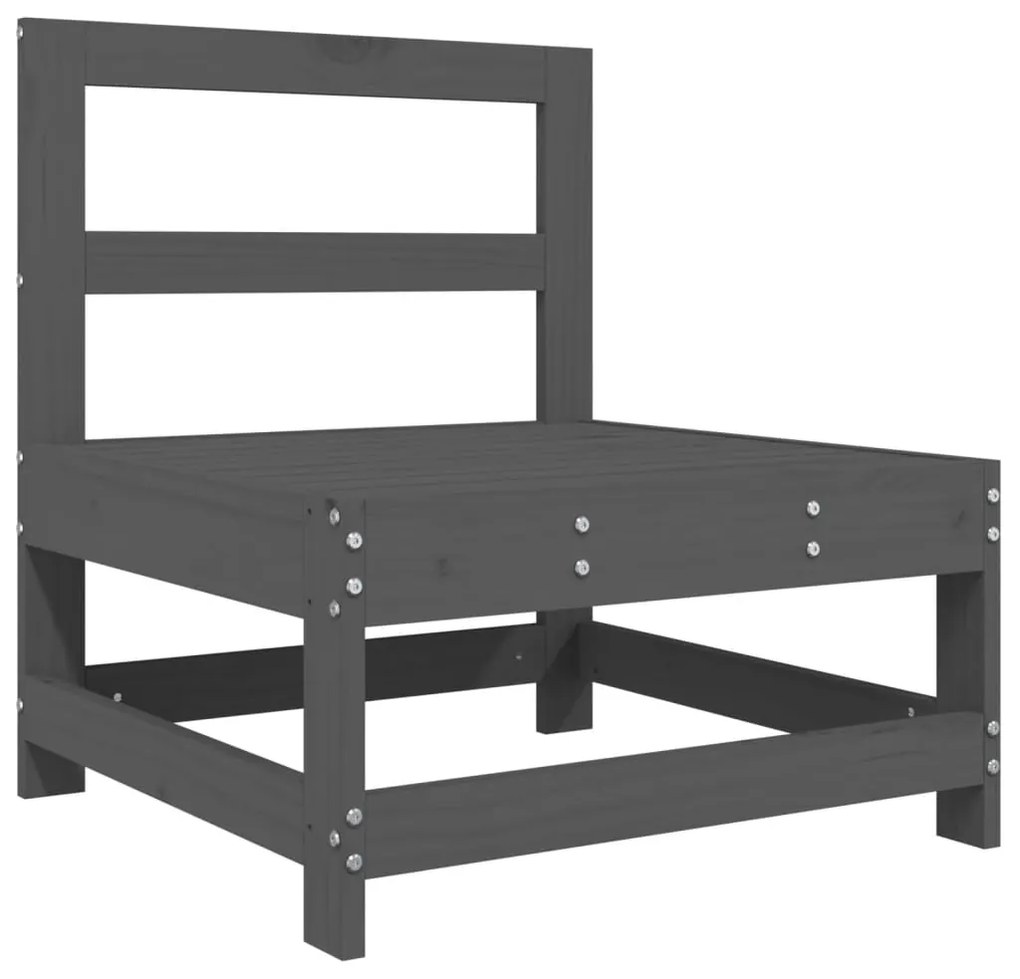 7 pcs conjunto lounge de jardim pinho maciço cinza