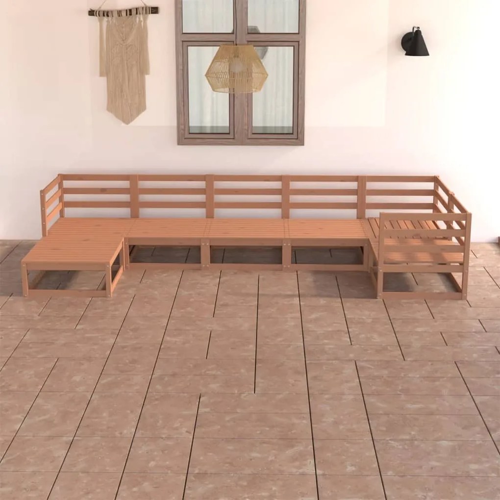 7 pcs conjunto lounge de jardim pinho sólido castanho mel