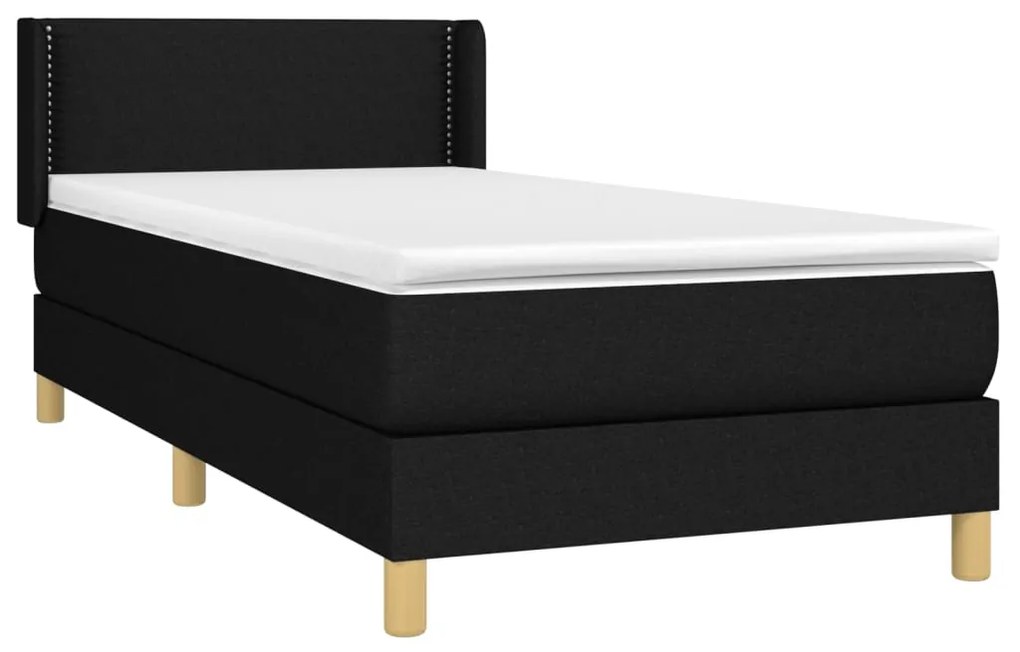 Cama com molas/colchão 100x200 cm tecido preto