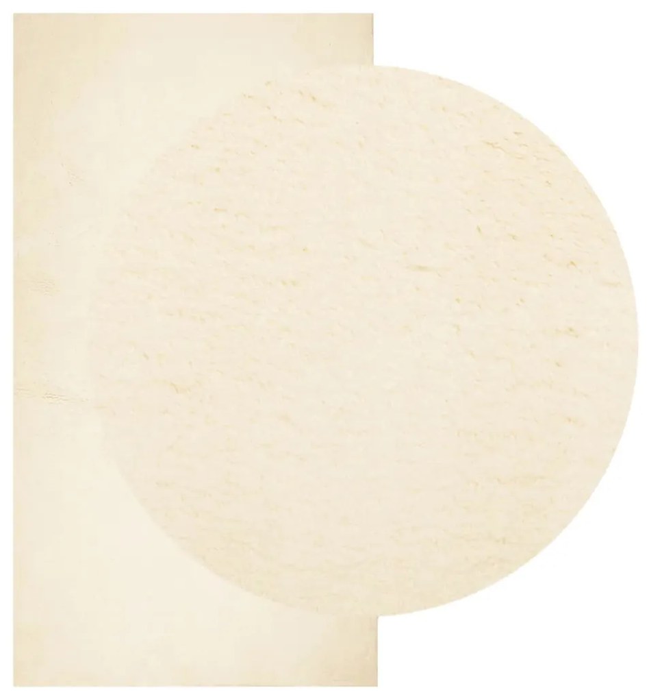 Tapete pelo curto macio e lavável HUARTE 80x150 cm cor creme