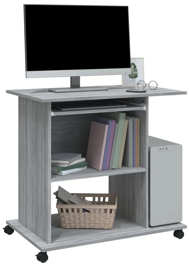 Mesa computador 80x50x75 cm derivados madeira sonoma cinza