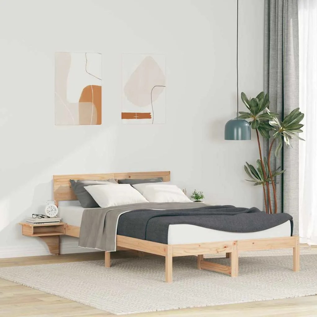vidaXL Estrutura de cama com mesas de cabeceira Castanho 120 x 200 cm