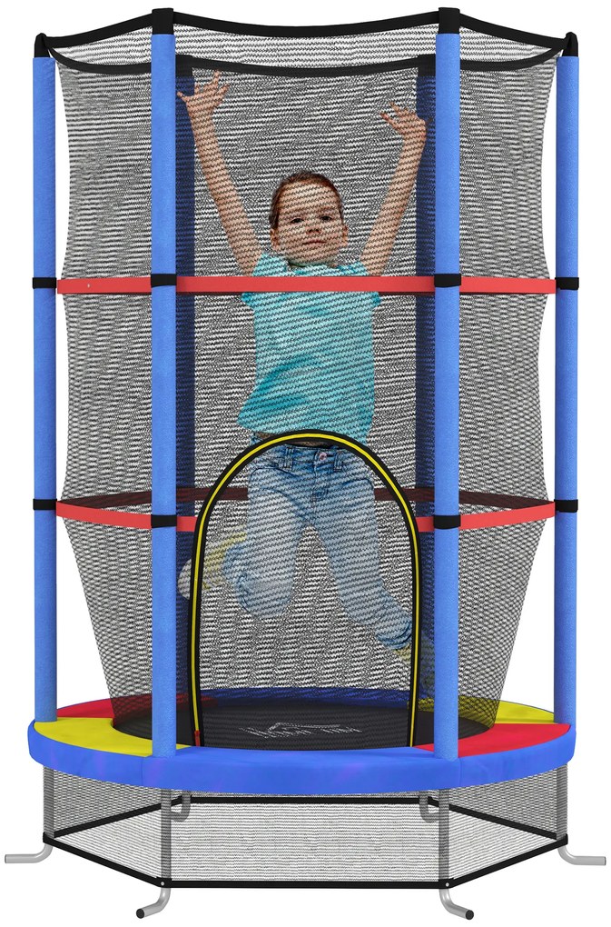 Trampolim Infantil Ø140x190 cm Trampolim para Crianças de 3-6 Anos com Rede de Segurança Carga 45 kg para Interior Azul