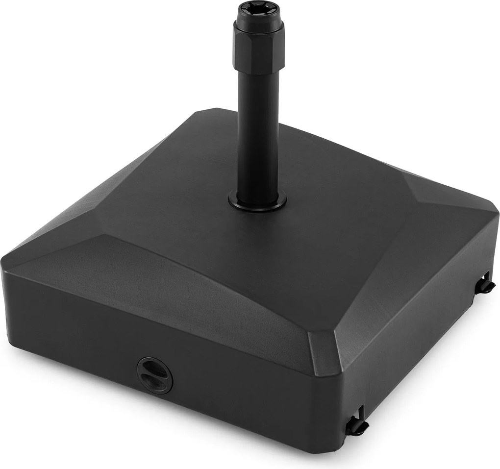 Base para guarda-sol recheável com água e areia, com rodas, 2 travões e 2 adaptadores para postes de 36/38/48 mm, com capacidade para 80 kg, para jard