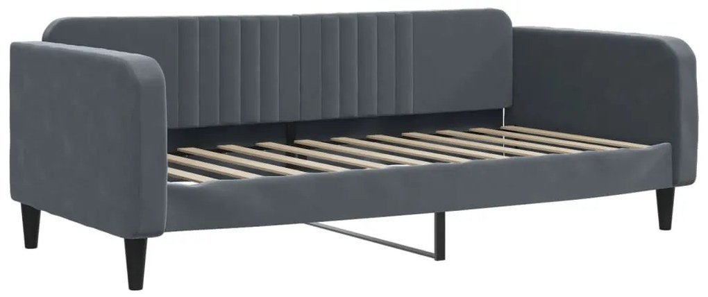 Sofá-cama com colchão 100x200 cm veludo cinzento-escuro