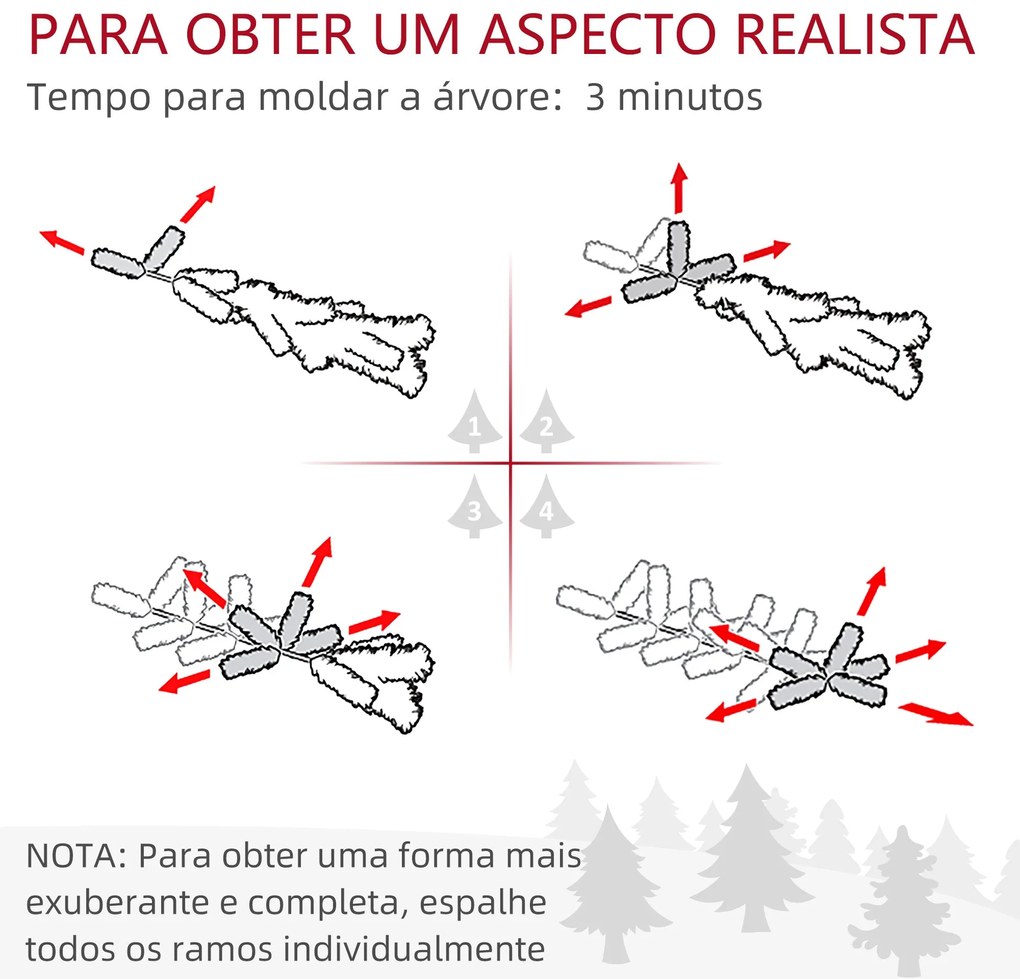 HOMCOM Árvore de Natal 60 cm Árvore de Natal Artificial de Mesa com 20