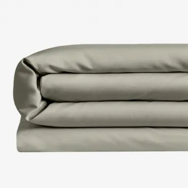 Capa De Edredom De Cetim Sampras 300 Fios Verde Cáqui & Cama 150/160cm (240 X 220 Cm) - Sklum
