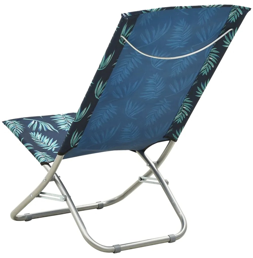 Cadeiras de praia dobráveis 2 pcs tecido padrão de folhas