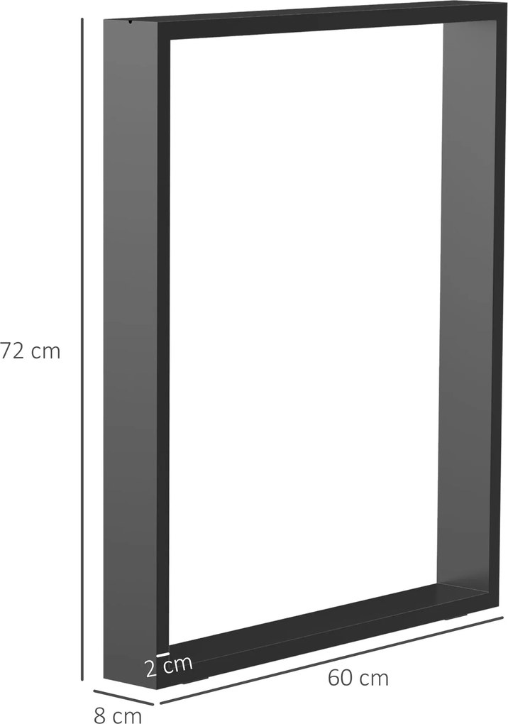Conjunto de 2 Pés para Mesa de Aço 60x72 cm (TAMPO NÃO INCLUIDO) Pernas Quadradas de Mesa para Móveis de Bricolage Preto