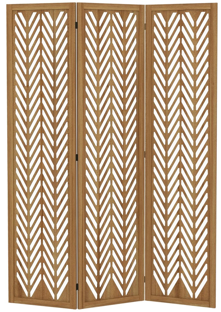 Biombo de 3 Painéis Dobrável 120x1,7x170 cm Separador de Ambientes de Madeira com Padrões Geométricos Madeira