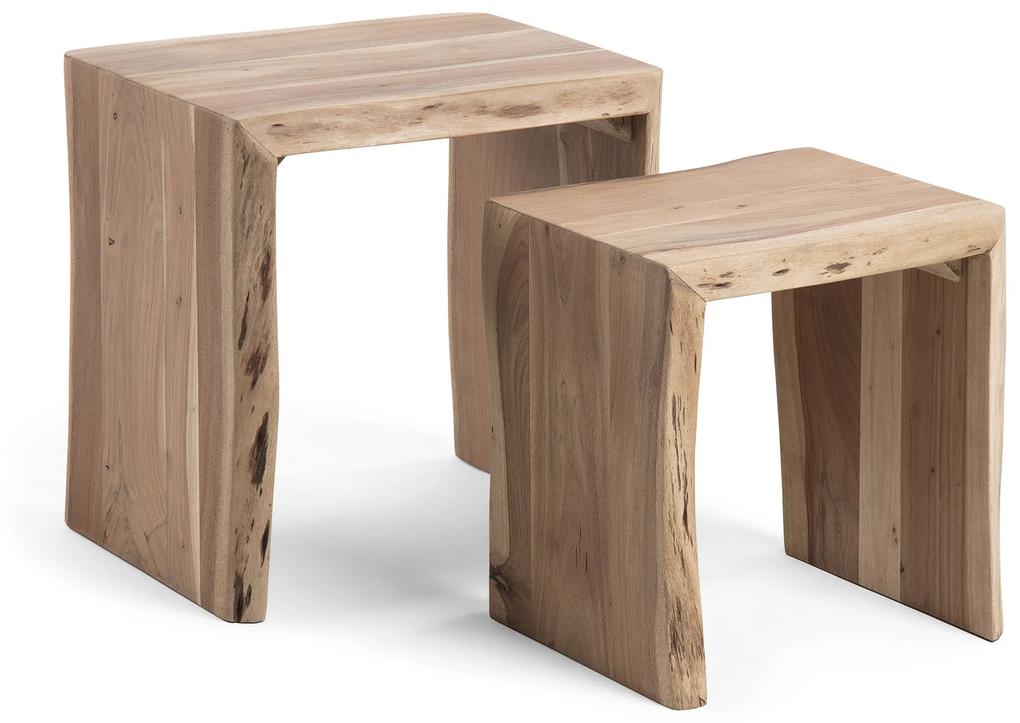 Kave Home - Set Zuleika 2 mesas de apoio de encaixar madeira maciça de acácia 50 x 42 cm / 34 x 42 cm