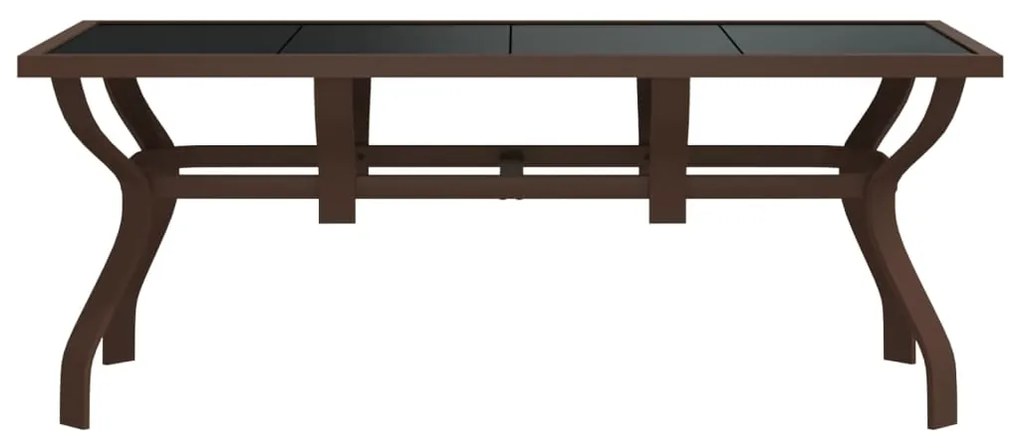 Mesa de jardim 180x80x70 cm aço e vidro castanho/preto