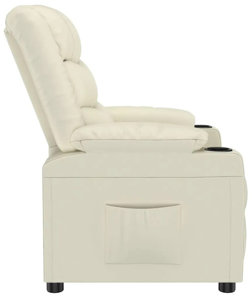 Cadeira reclinável couro artificial cor creme