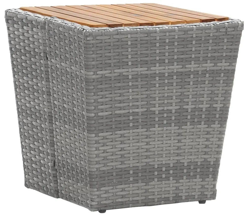 5 pcs conjunto bistrô de jardim vime PE/acácia maciça cinzento