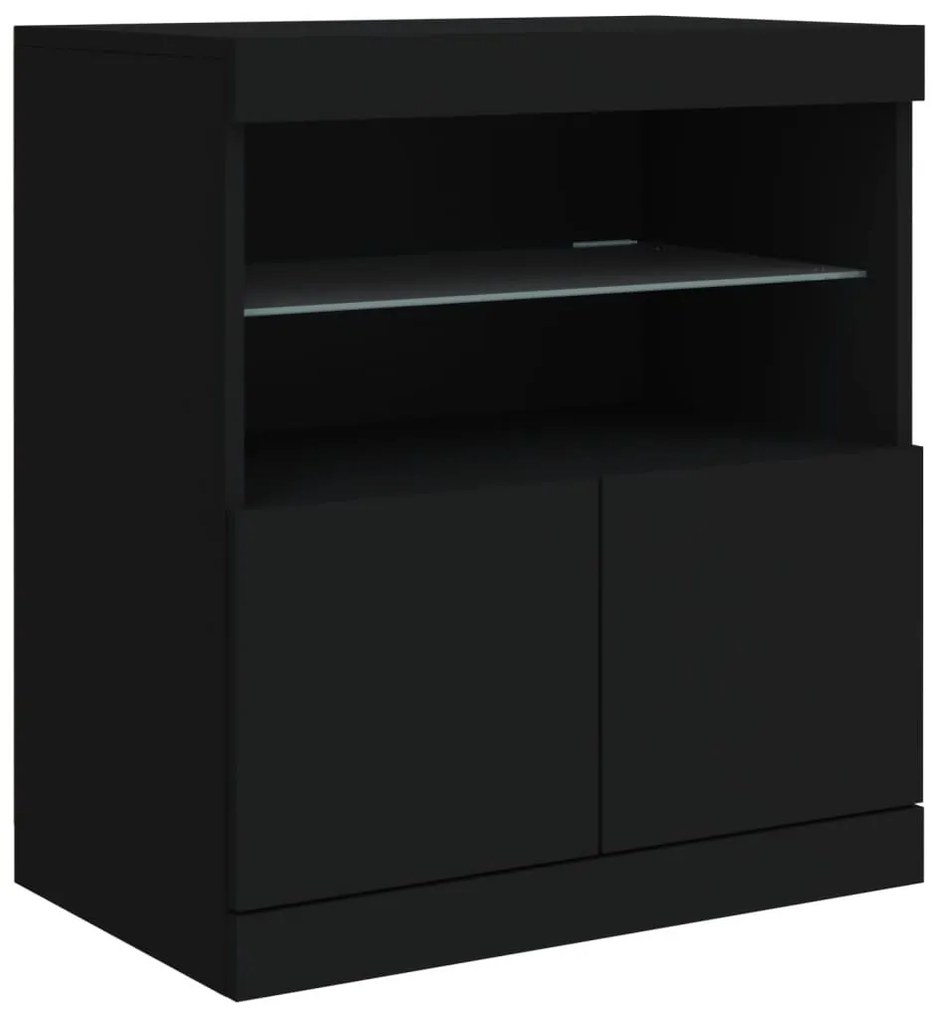 Aparador com luzes LED 181,5x37x67 cm preto