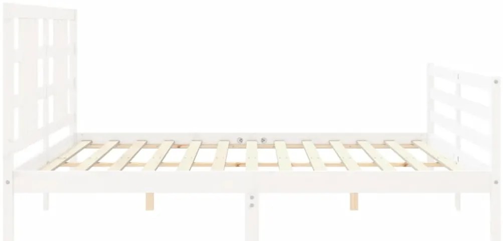 Estrutura de cama com cabeceira 200x200cm madeira maciça branco