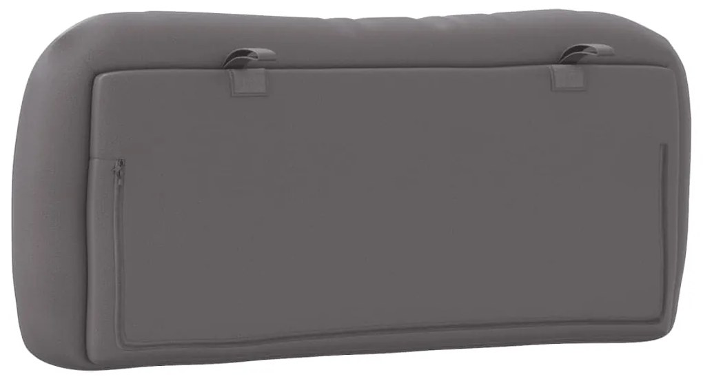 Almofadão de cabeceira 90 cm couro artificial cinzento