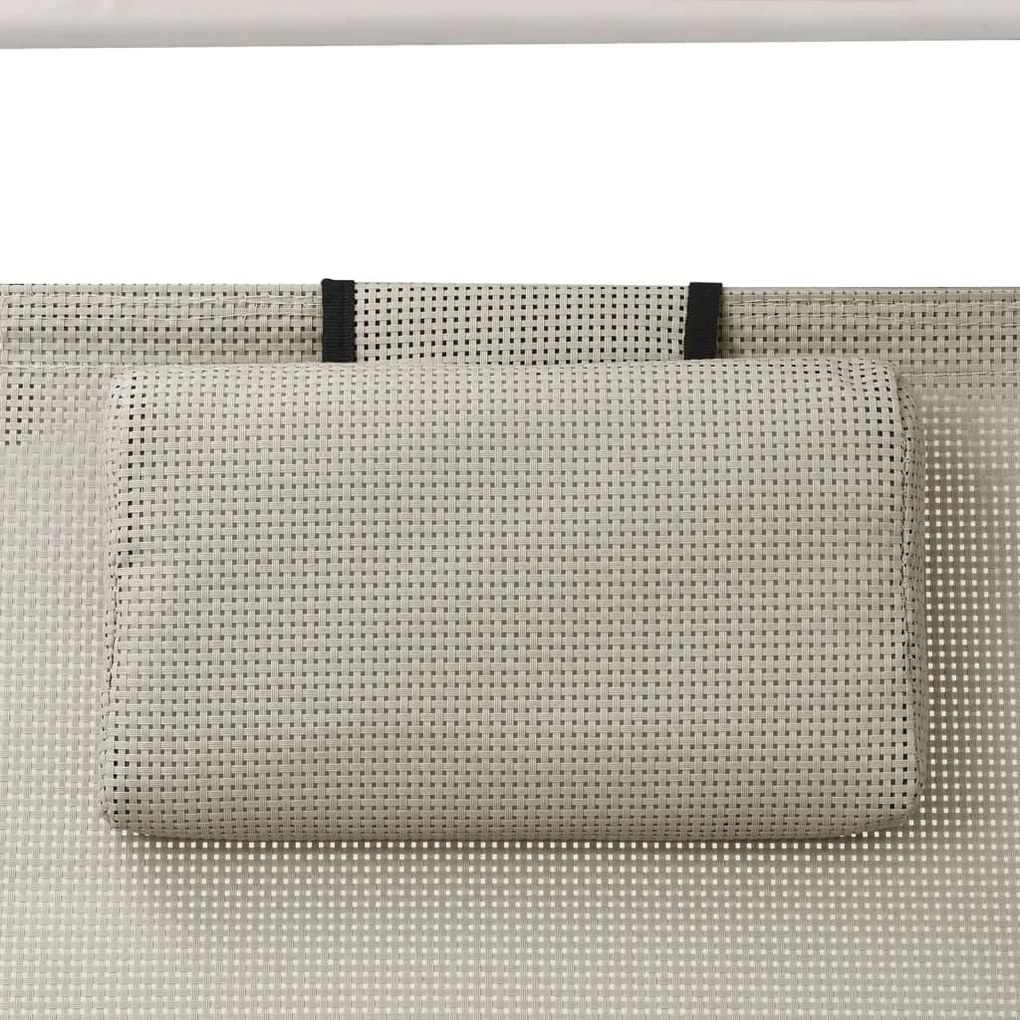 Espreguiçadeira dupla com toldo textilene cor creme