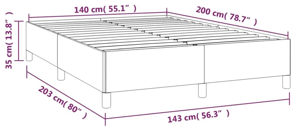 Estrutura de cama sem colchão 140x200 cm tecido castanho-escuro