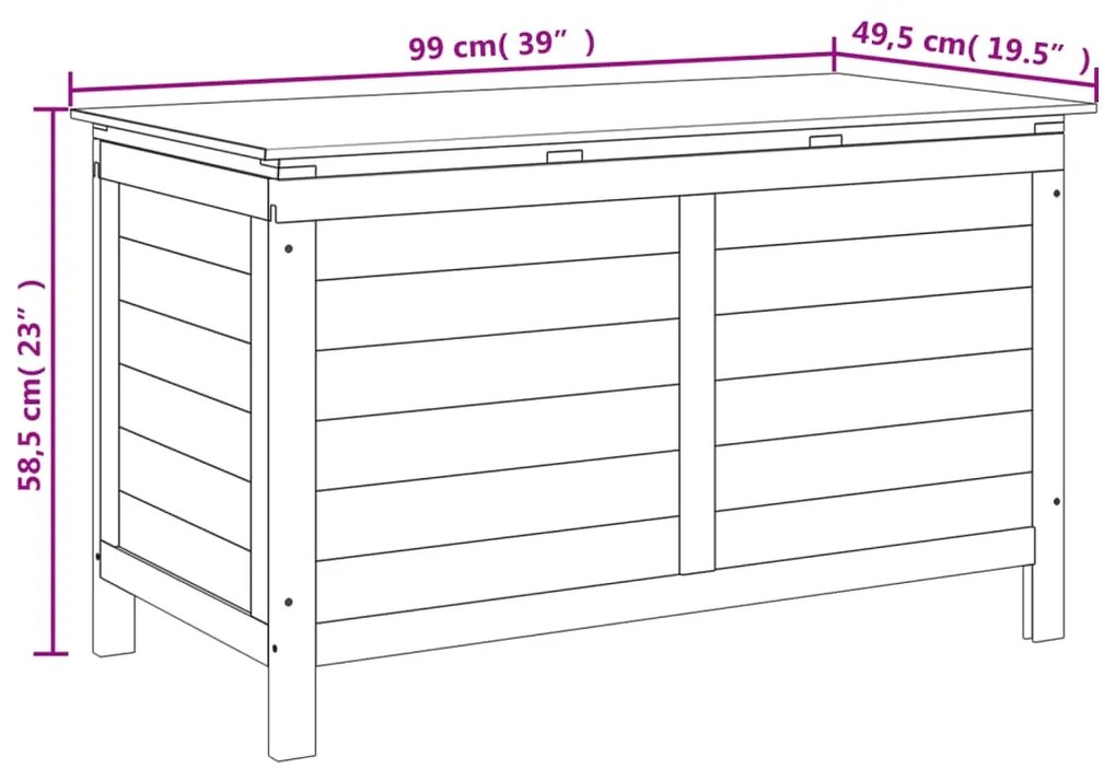 Caixa de arrumação p/ jardim 99x49,5x58,5cm abeto maciço branco