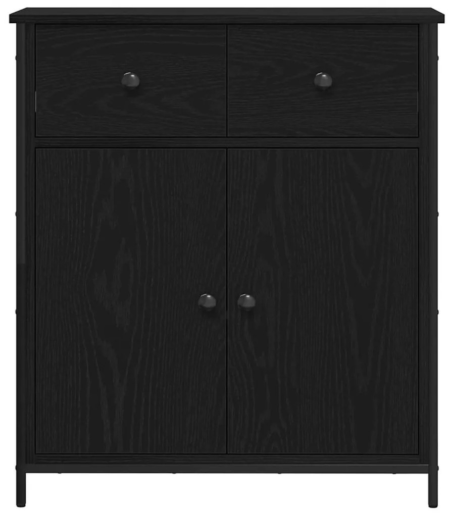Buffet Preto em Madeira de Carvalho 70x30x80 cm em Madeira Engenharia