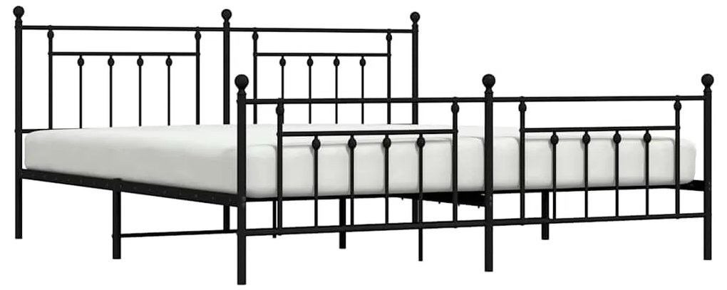 Estrutura de cama com cabeceira e pés 193x203 cm metal preto