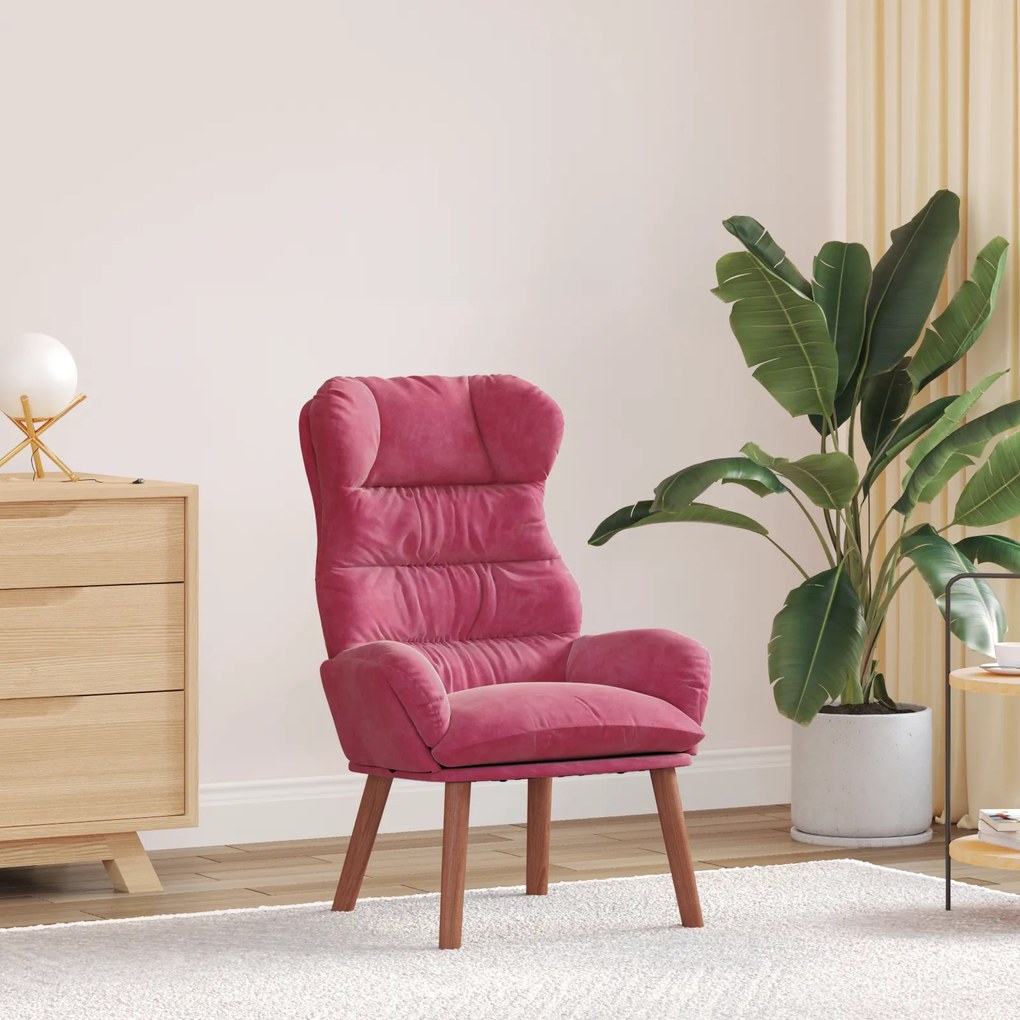 vidaXL Poltrona Relaxante Vermelha de Veludo