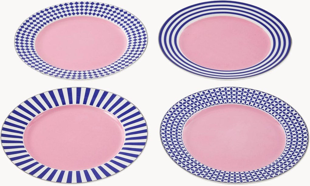 Pratos de pequeno-almoço em porcelana Aunty, conjunto de 4