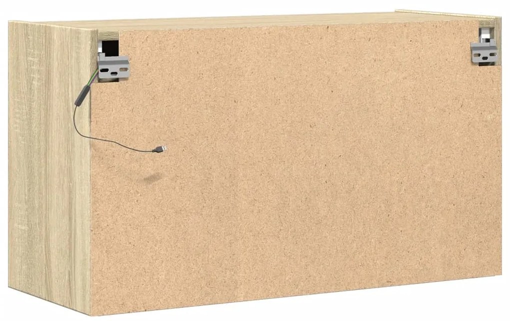 Móvel de parede p/ TV c/ luzes LED 80x31x45 cm carvalho sonoma