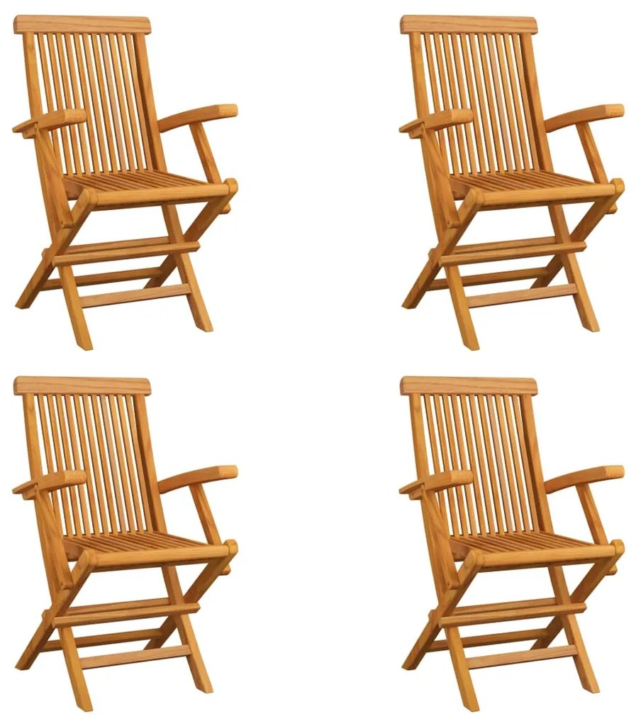 3065528 vidaXL Cadeiras de jardim dobráveis 4 pcs madeira de teca maciça