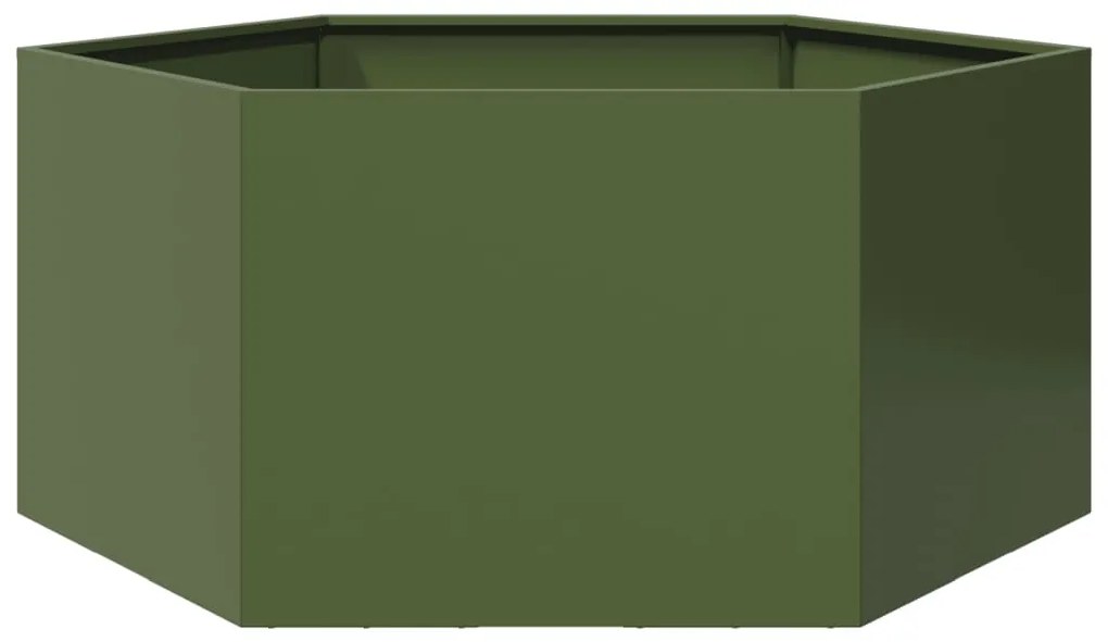 vidaXL Vaso/floreira de jardim hexagonal 104x90x45 cm aço verde