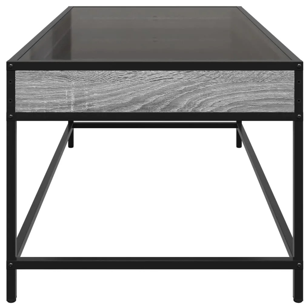 Mesa de centro luzes LED Infinity 90x50x41 cm cinzento sonoma