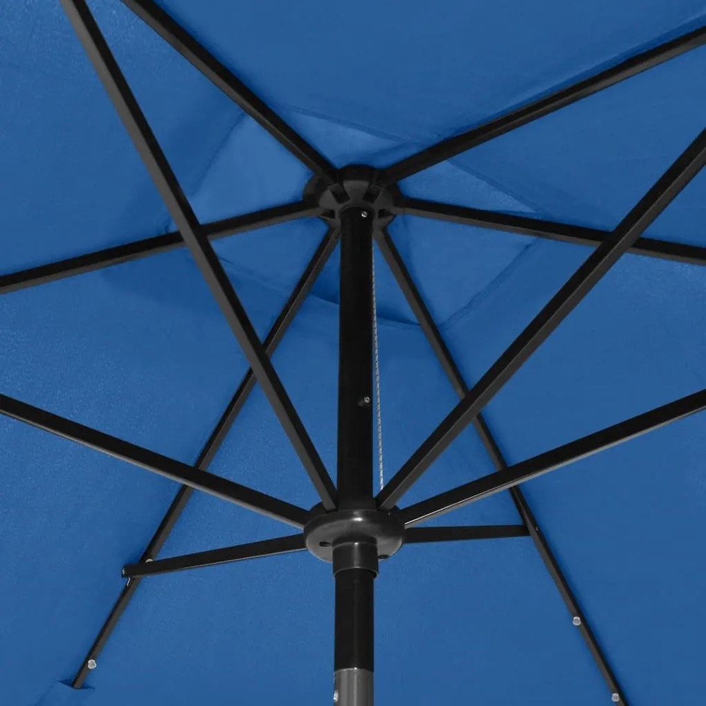 Guarda-sol de jardim c/ luzes LED/poste de aço 2x3 m azul ciano