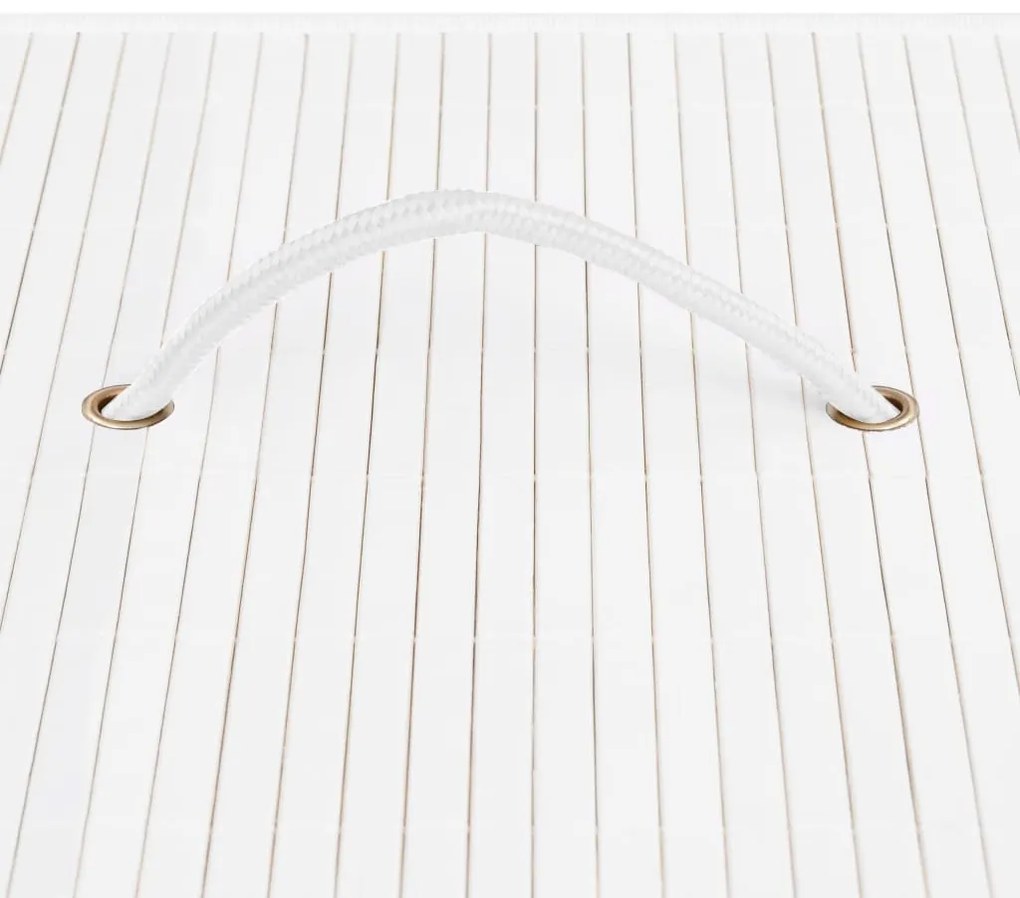 Cesto para roupa suja c/ 2 secções 72 L bambu branco