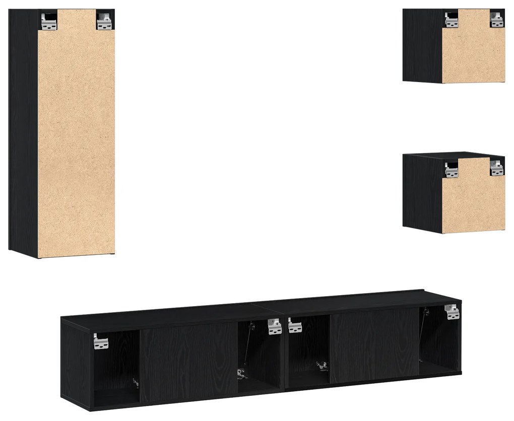 Conjunto de 5 Peças de Gabinete para TV vidaXL Carvalho Preto Madeira