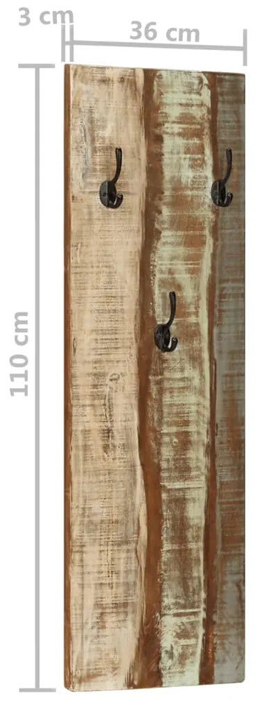 Bengaleiros parede 2 pcs 36x3x110 cm madeira recuperada maciça