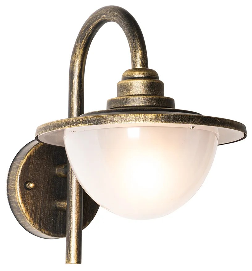 Candeeiro de parede exterior clássico ouro antigo IP44 - Bruges Clássico / Antigo