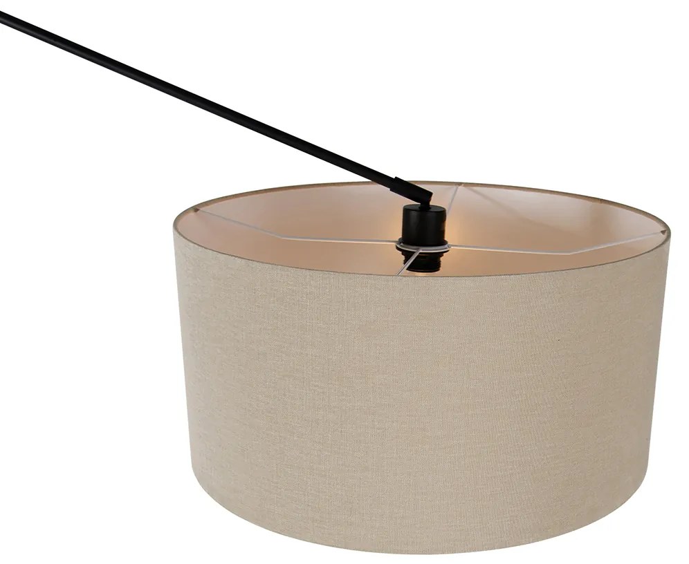 Candeeiro de pé preto com cúpula castanho claro 50 cm ajustável - Editor Design,Moderno