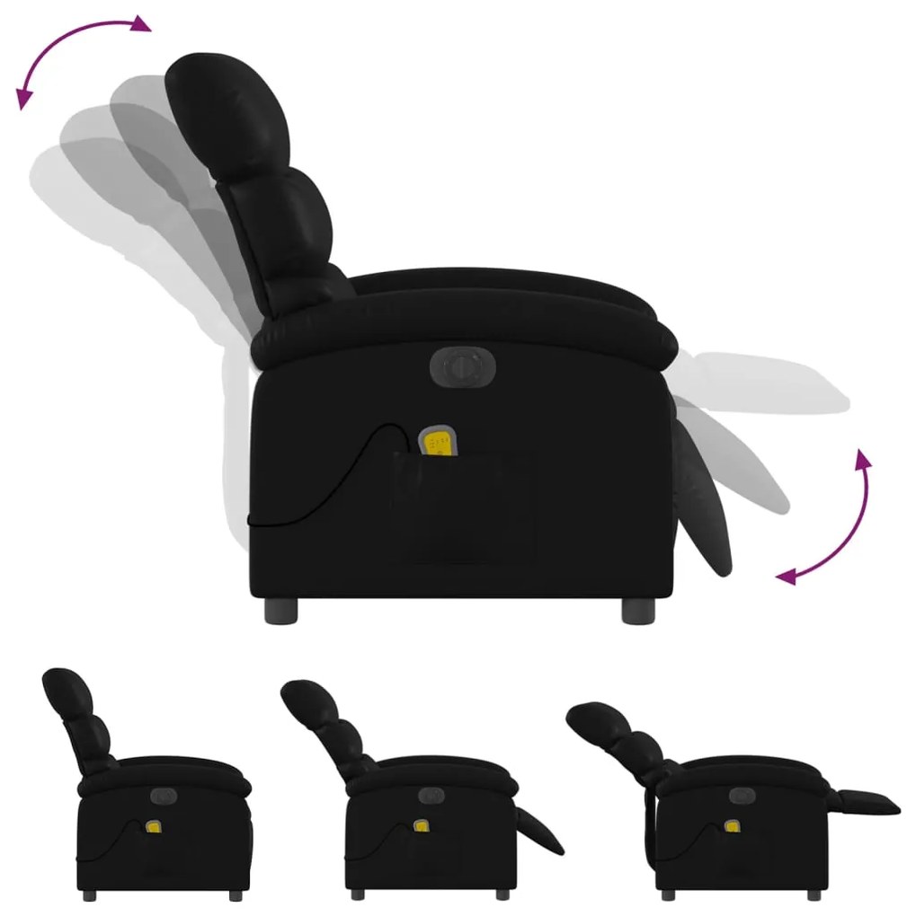 Poltrona massagens reclinável elétrica couro artificial preto