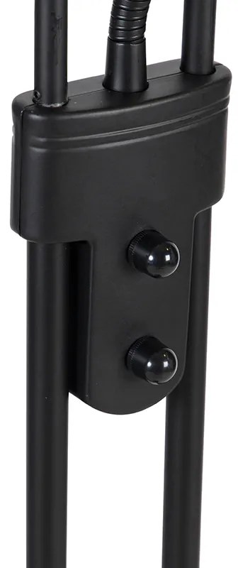 Candeeiro de pé preto com luz de leitura incl. LED e dimmer Dim to Warm - Empoli Moderno