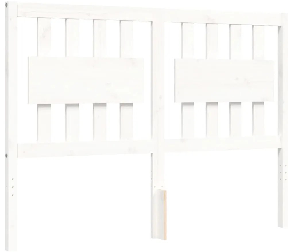 Estrutura de cama com cabeceira 140x190cm madeira maciça branco